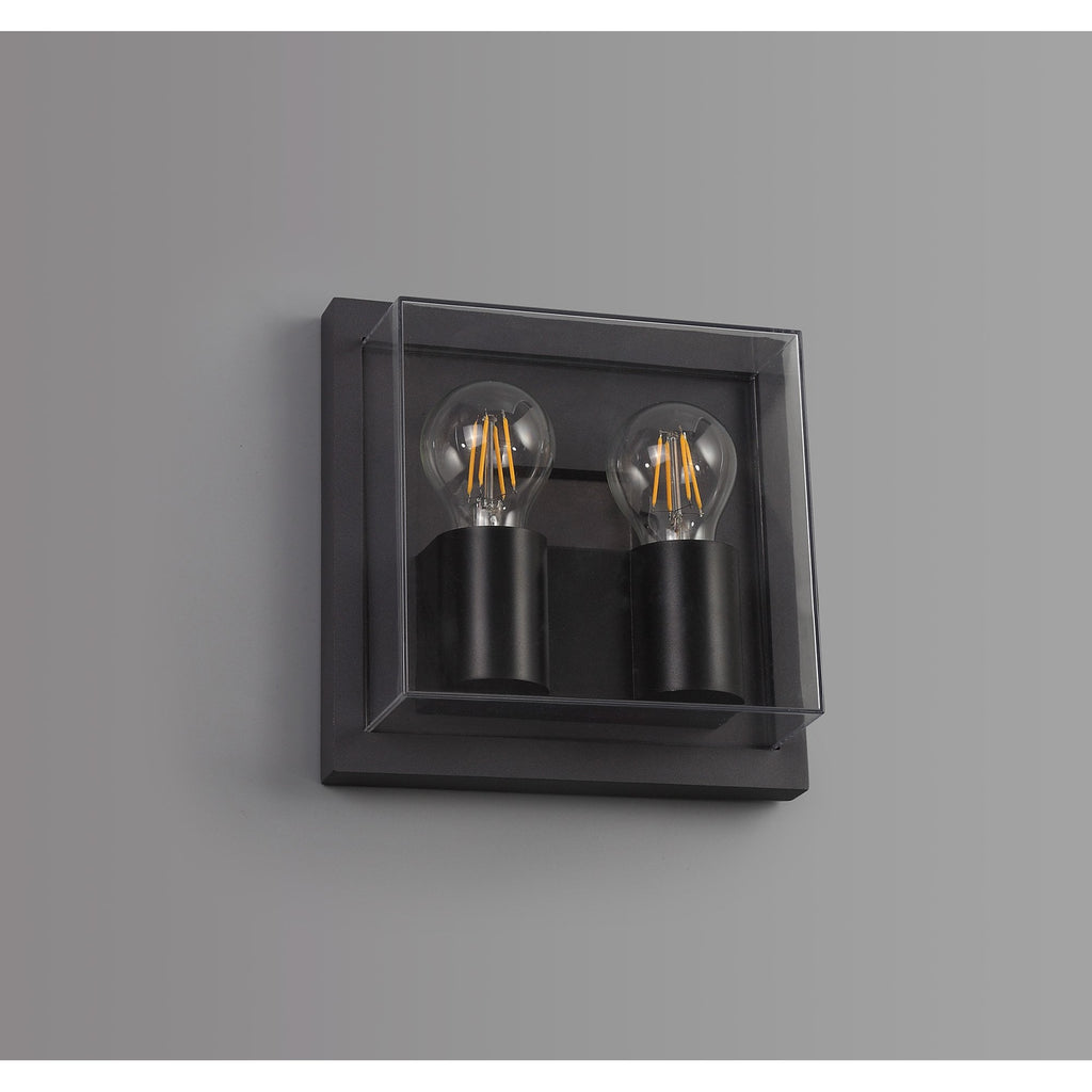 NL77839 Abb Outdoor Wall Lamp 2 Light Anthracite/Clear PC