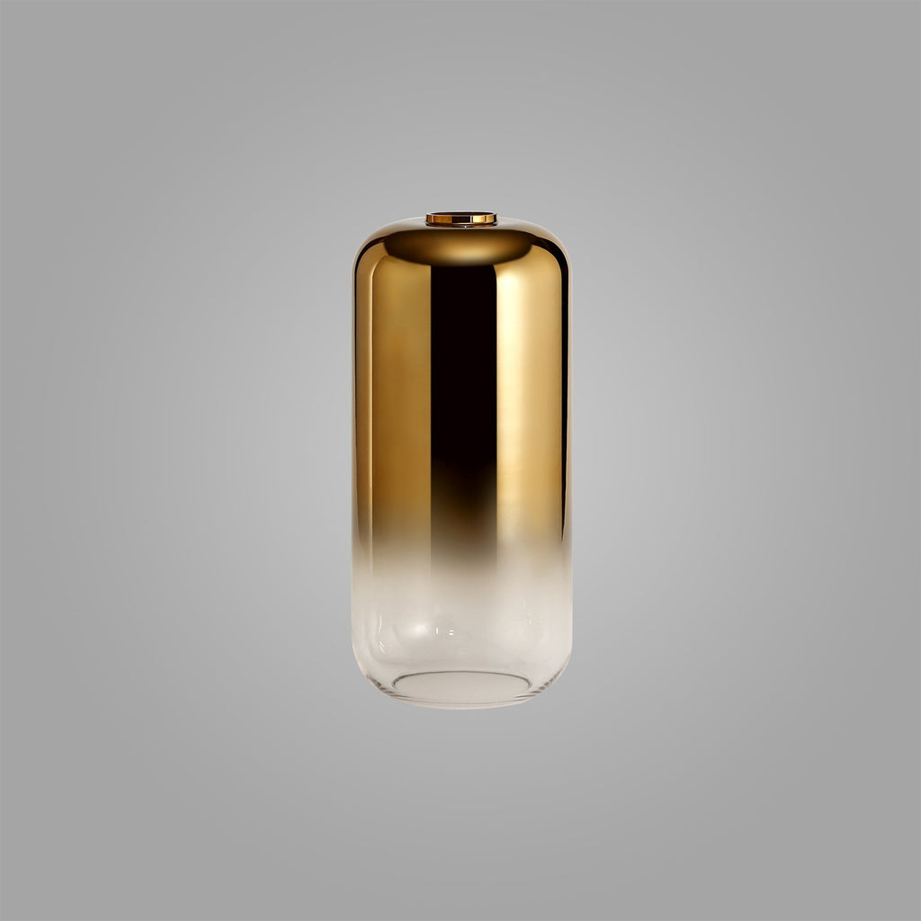 NL77939 Amsterdam 16cm Cylinder Glass Brass Gold/Clear