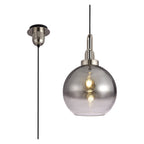 NLK00019 Amsterdam 1 Light Pendant With 30cm Globe Glass Polished Nickel/Matt Black/Smoked/Clear