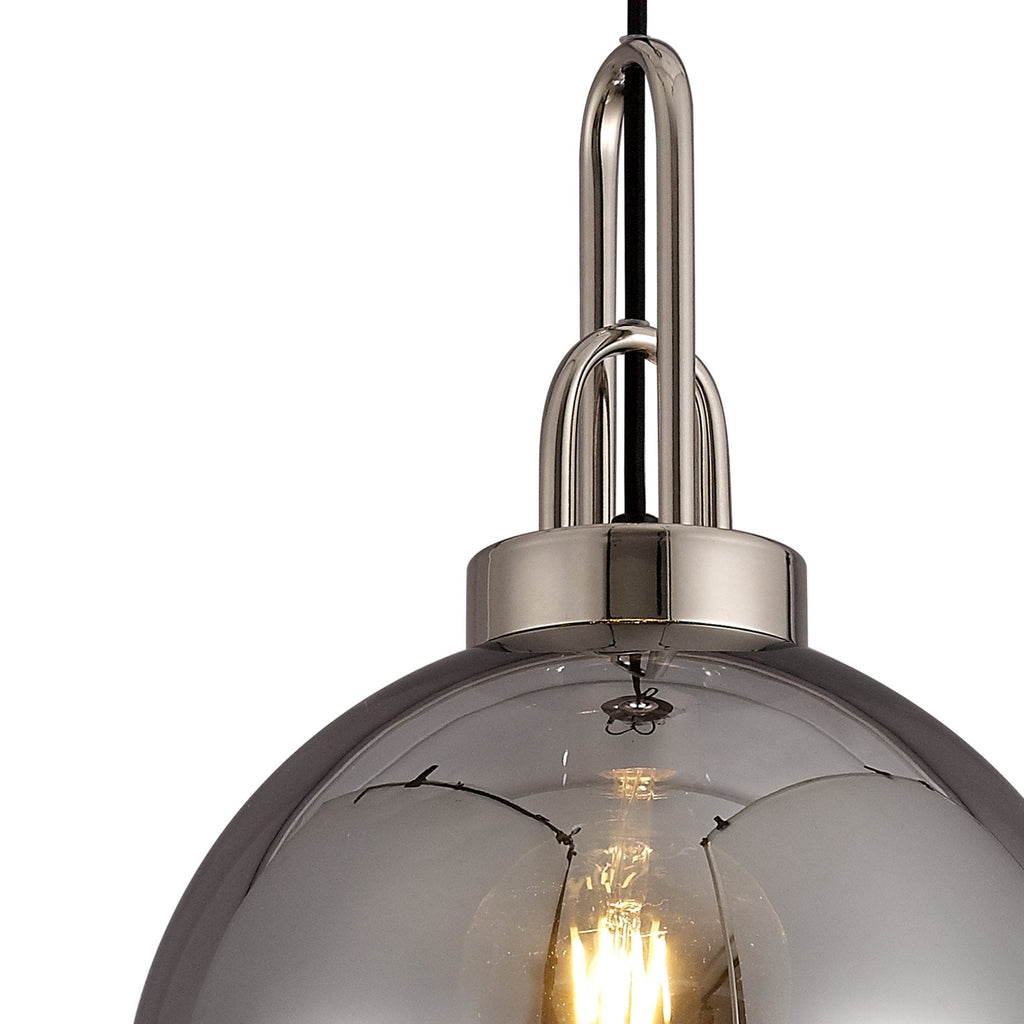 NLK00019 Amsterdam 1 Light Pendant With 30cm Globe Glass Polished Nickel/Matt Black/Smoked/Clear
