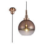 NLK00029 Acme 1 Light Pendant With 30cm Globe Glass Copper/Matt Black/Clear