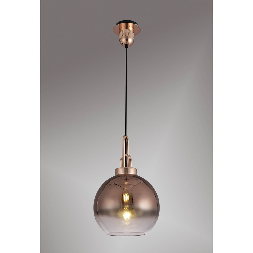 NLK00029 Acme 1 Light Pendant With 30cm Globe Glass Copper/Matt Black/Clear
