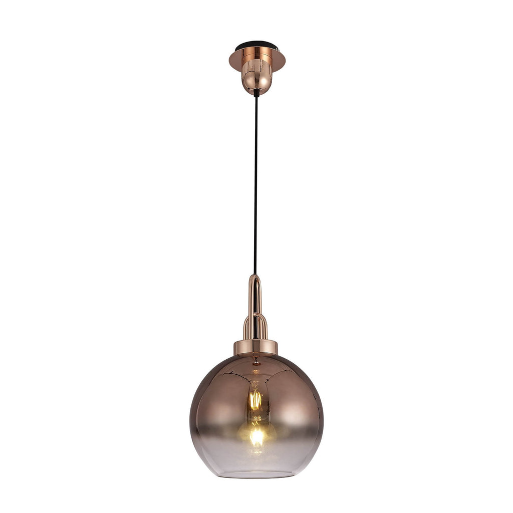 NLK00029 Acme 1 Light Pendant With 30cm Globe Glass Copper/Matt Black/Clear