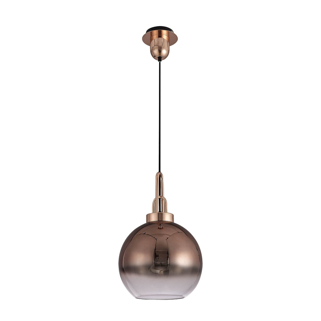 NLK00029 Acme 1 Light Pendant With 30cm Globe Glass Copper/Matt Black/Clear