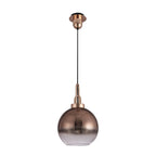 NLK00029 Acme 1 Light Pendant With 30cm Globe Glass Copper/Matt Black/Clear