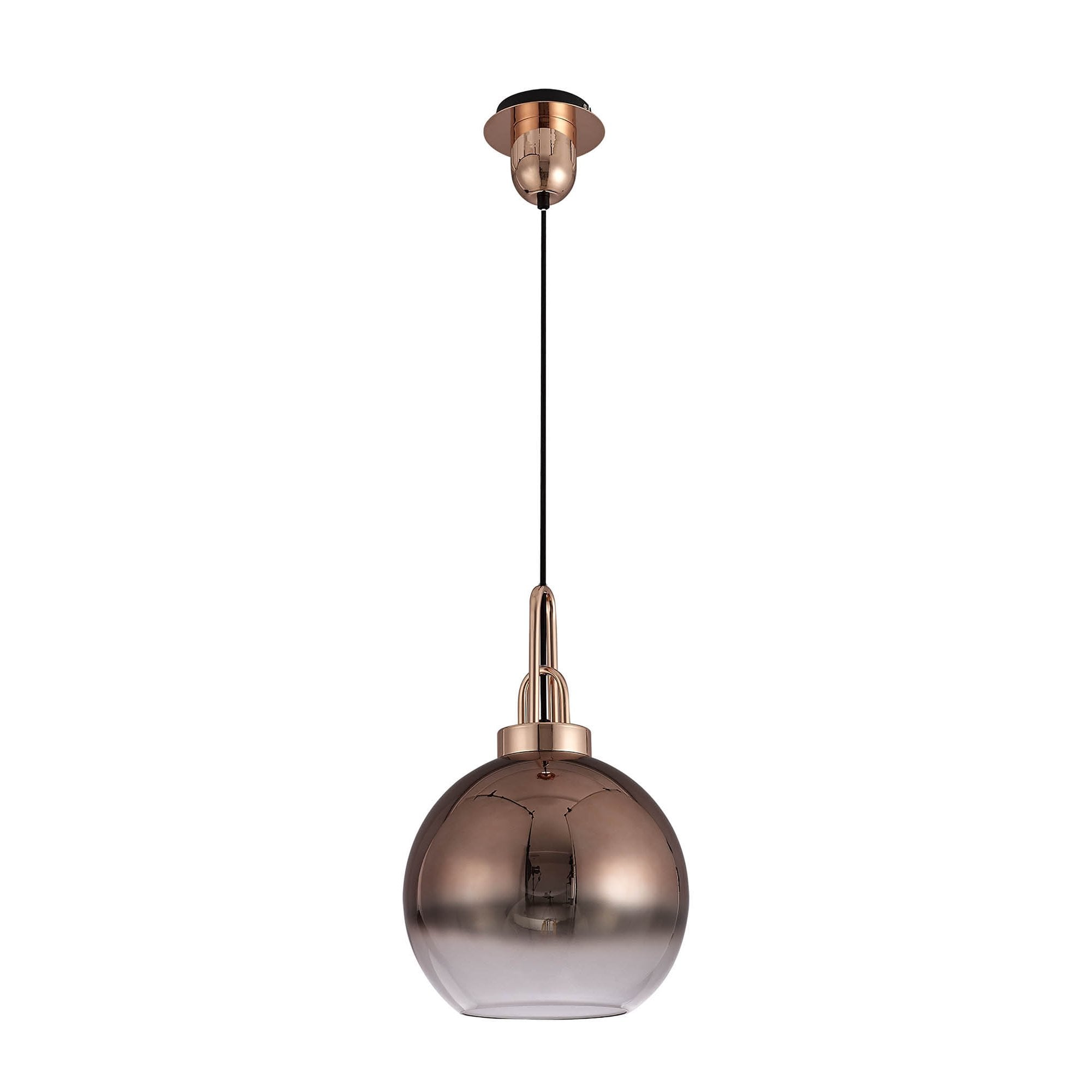 NLK00029 Acme 1 Light Pendant With 30cm Globe Glass Copper/Matt Black/Clear