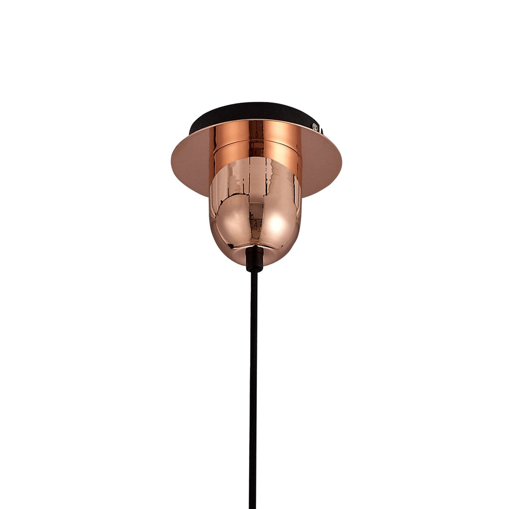 NLK00029 Acme 1 Light Pendant With 30cm Globe Glass Copper/Matt Black/Clear