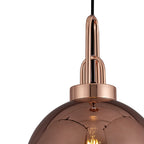 NLK00029 Acme 1 Light Pendant With 30cm Globe Glass Copper/Matt Black/Clear
