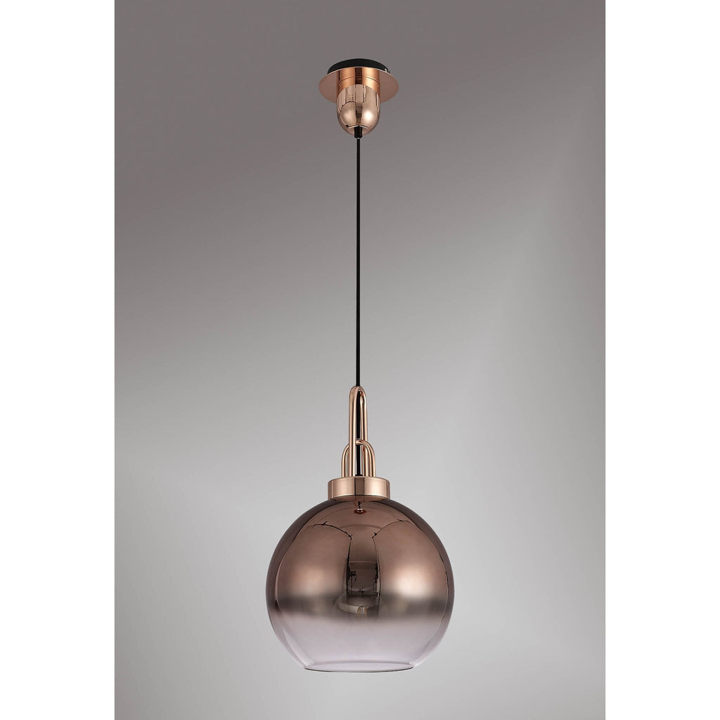 NLK00029 Acme 1 Light Pendant With 30cm Globe Glass Copper/Matt Black/Clear