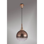 NLK00029 Acme 1 Light Pendant With 30cm Globe Glass Copper/Matt Black/Clear