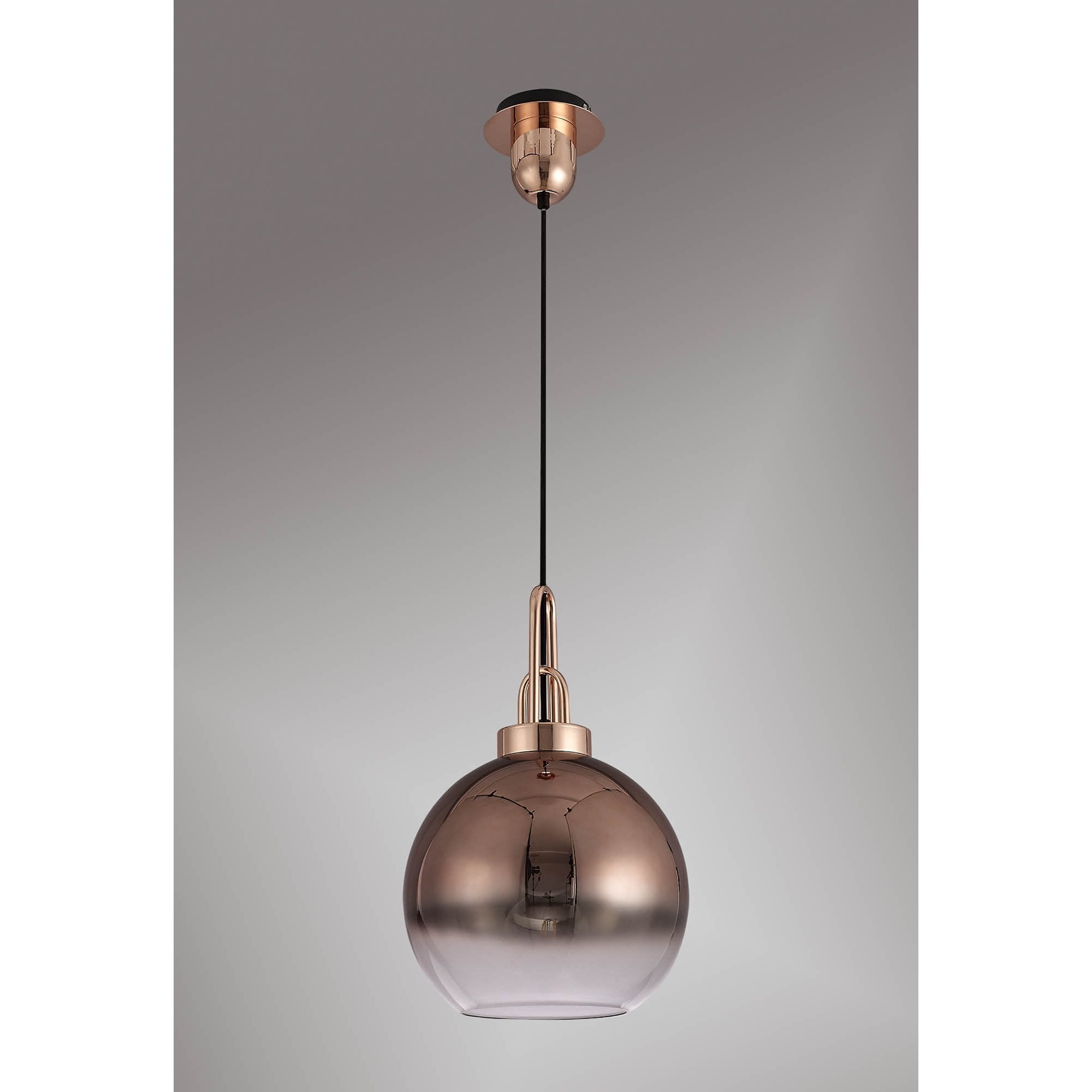 NLK00029 Acme 1 Light Pendant With 30cm Globe Glass Copper/Matt Black/Clear