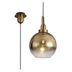 NLK00039 Acme 1 Light Pendant With 30cm Globe Glass Brass Gold/Matt Black/Clear
