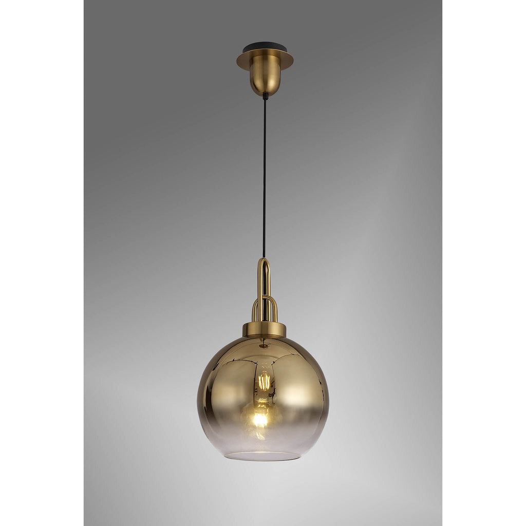 NLK00039 Acme 1 Light Pendant With 30cm Globe Glass Brass Gold/Matt Black/Clear