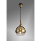 NLK00039 Acme 1 Light Pendant With 30cm Globe Glass Brass Gold/Matt Black/Clear