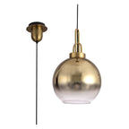 NLK00039 Acme 1 Light Pendant With 30cm Globe Glass Brass Gold/Matt Black/Clear