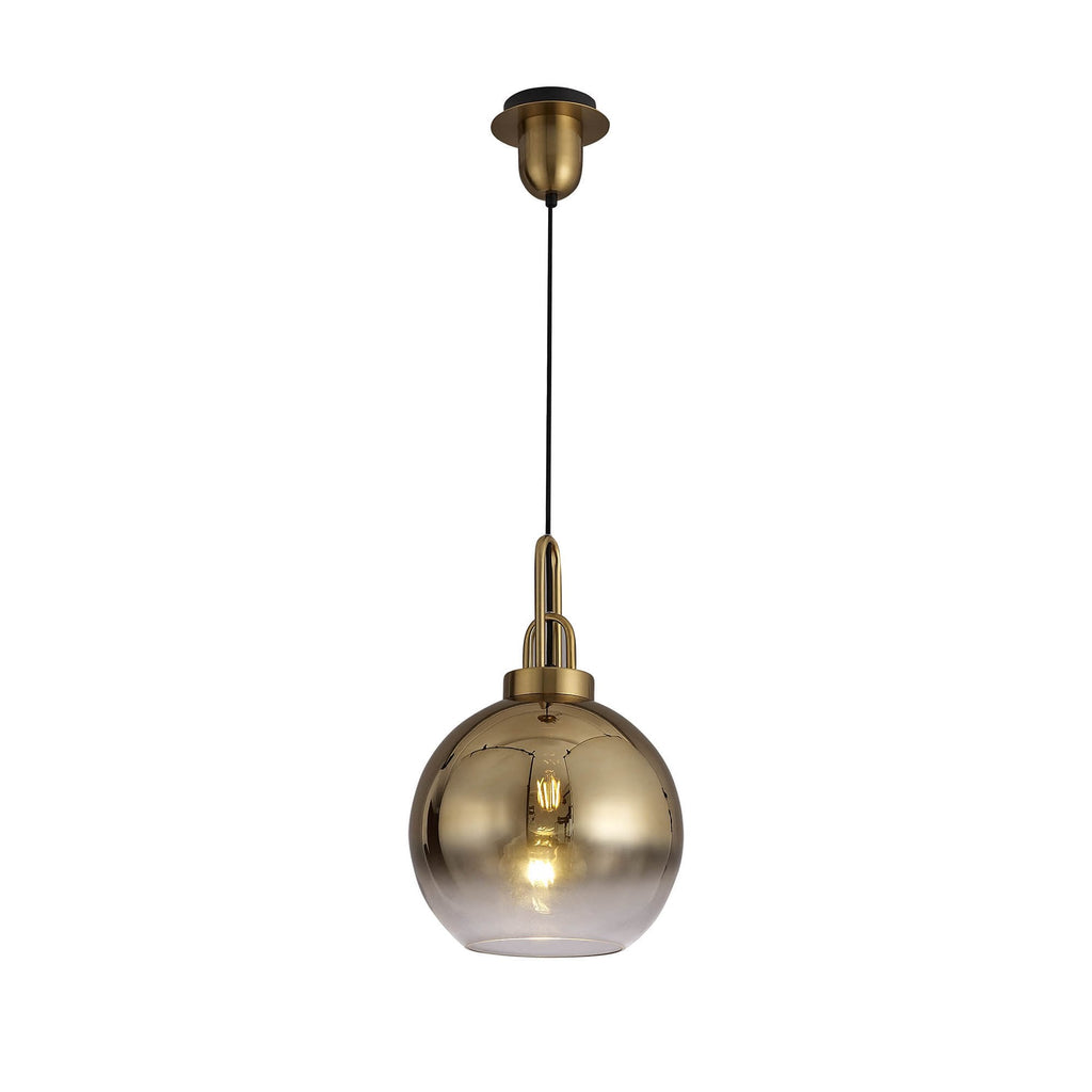 NLK00039 Acme 1 Light Pendant With 30cm Globe Glass Brass Gold/Matt Black/Clear