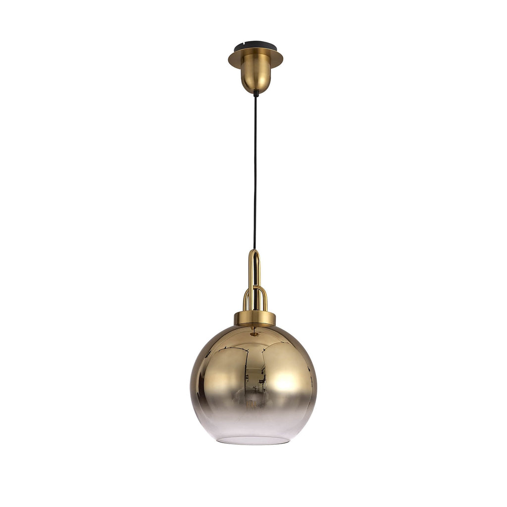 NLK00039 Acme 1 Light Pendant With 30cm Globe Glass Brass Gold/Matt Black/Clear