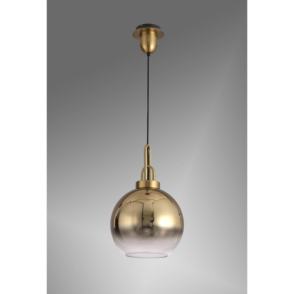 NLK00039 Acme 1 Light Pendant With 30cm Globe Glass Brass Gold/Matt Black/Clear