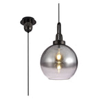 NLK00049 Acme 1 Light Pendant With 30cm Globe Glass Black Chrome/Matt Black/Smoked/Clear