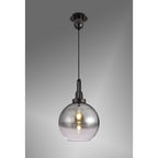 NLK00049 Acme 1 Light Pendant With 30cm Globe Glass Black Chrome/Matt Black/Smoked/Clear