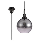 NLK00049 Acme 1 Light Pendant With 30cm Globe Glass Black Chrome/Matt Black/Smoked/Clear