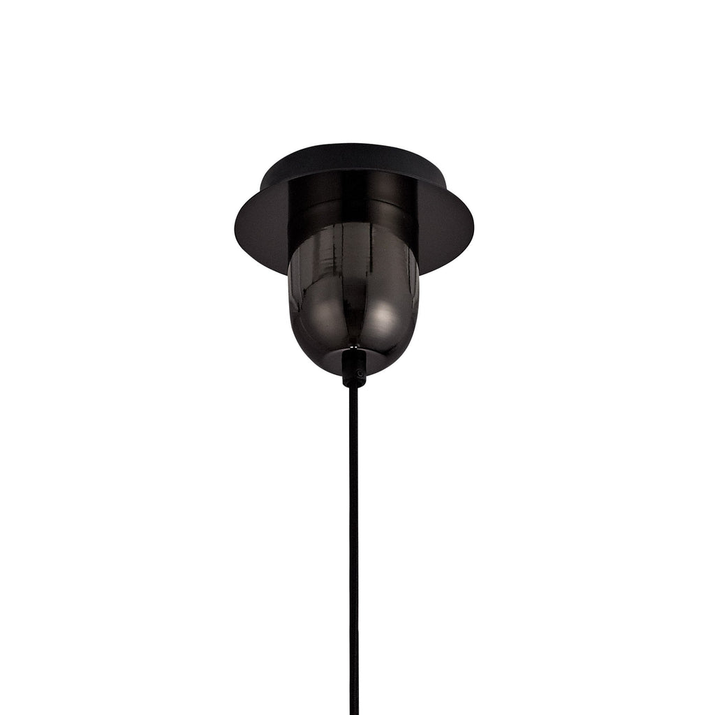 NLK00049 Acme 1 Light Pendant With 30cm Globe Glass Black Chrome/Matt Black/Smoked/Clear