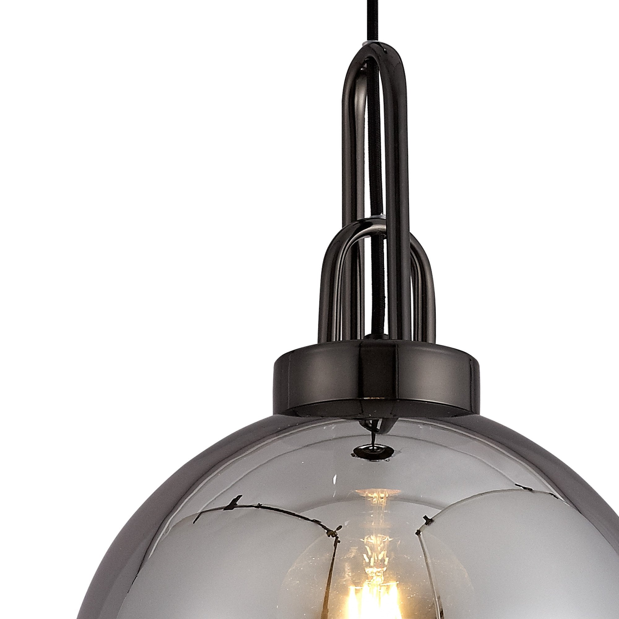 NLK00049 Acme 1 Light Pendant With 30cm Globe Glass Black Chrome/Matt Black/Smoked/Clear