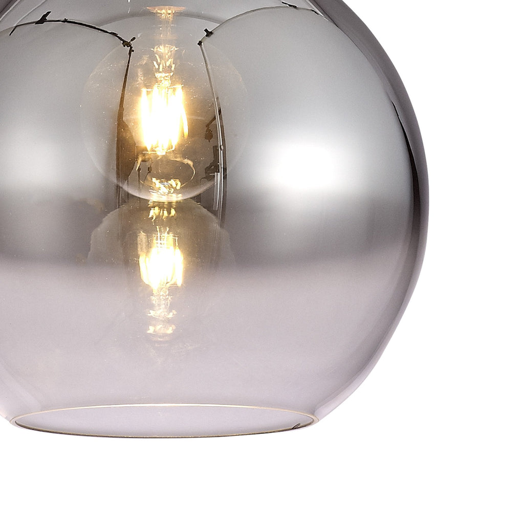 NLK00049 Acme 1 Light Pendant With 30cm Globe Glass Black Chrome/Matt Black/Smoked/Clear