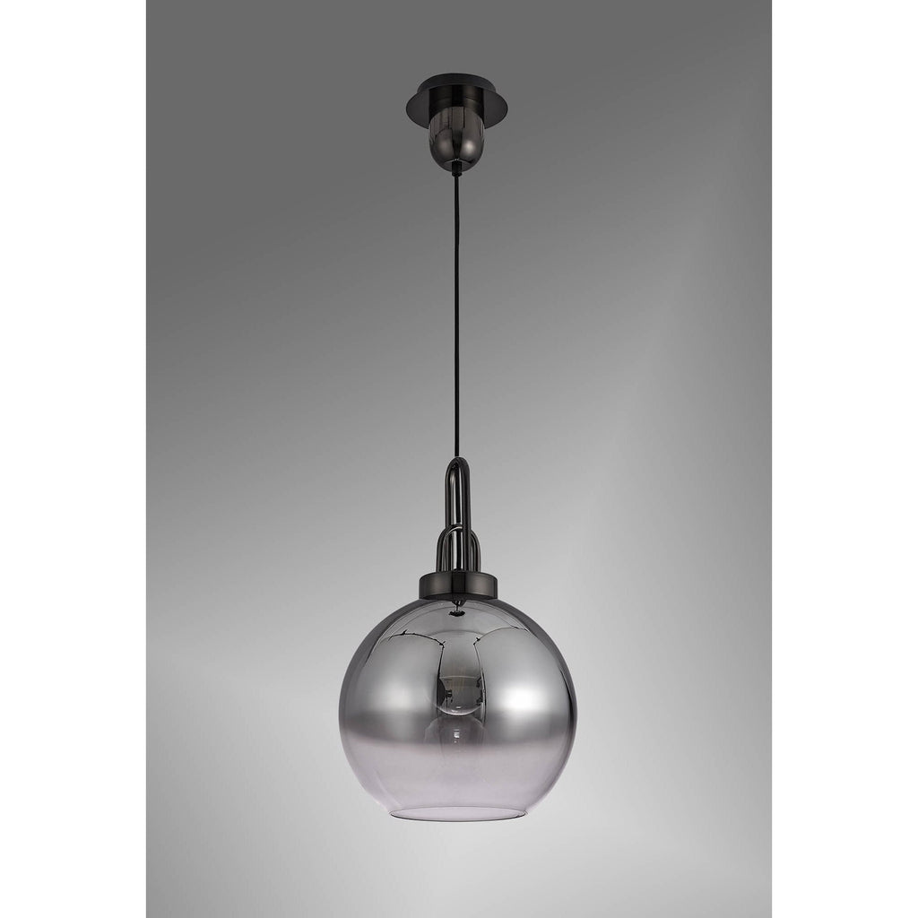 NLK00049 Acme 1 Light Pendant With 30cm Globe Glass Black Chrome/Matt Black/Smoked/Clear