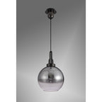 NLK00049 Acme 1 Light Pendant With 30cm Globe Glass Black Chrome/Matt Black/Smoked/Clear