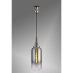 NLK03489 Acme 1 Light Pendant With 30cm Cylinder Glass Polished Nickel/Matt Black/Smoked/Clear