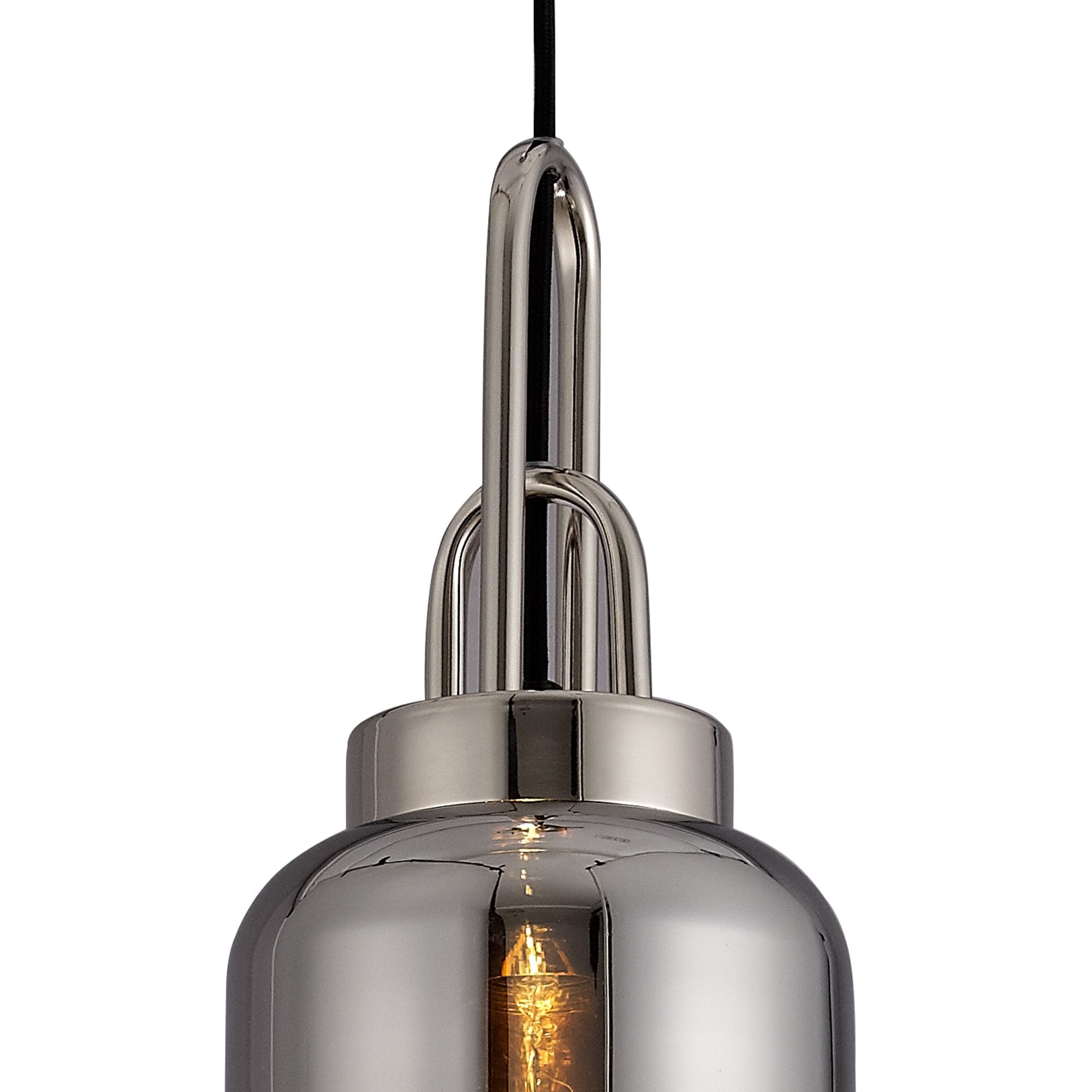 NLK03489 Acme 1 Light Pendant With 30cm Cylinder Glass Polished Nickel/Matt Black/Smoked/Clear