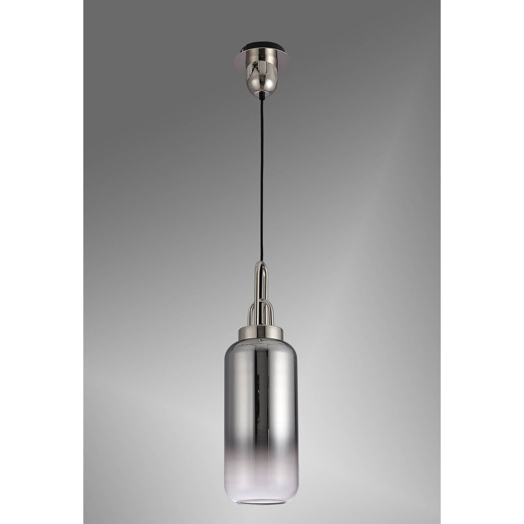 NLK03489 Acme 1 Light Pendant With 30cm Cylinder Glass Polished Nickel/Matt Black/Smoked/Clear