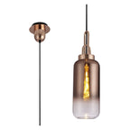 NLK03499 Acme 1 Light Pendant With 30cm Cylinder Glass Copper/Matt Black/Clear