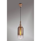 NLK03499 Acme 1 Light Pendant With 30cm Cylinder Glass Copper/Matt Black/Clear