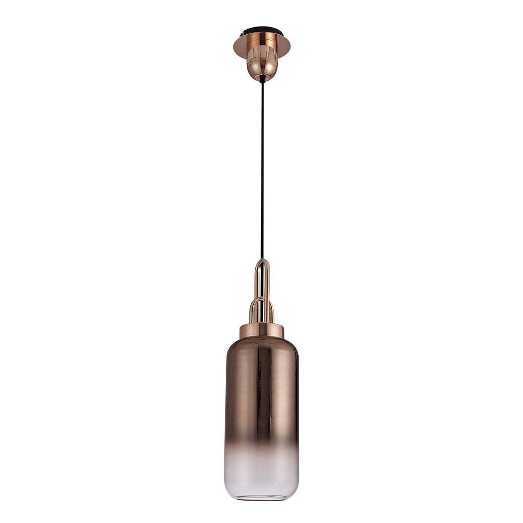 NLK03499 Acme 1 Light Pendant With 30cm Cylinder Glass Copper/Matt Black/Clear