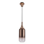 NLK03499 Acme 1 Light Pendant With 30cm Cylinder Glass Copper/Matt Black/Clear