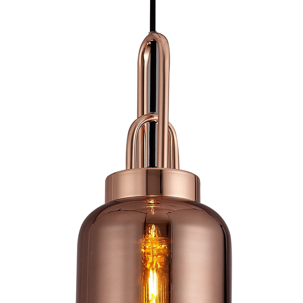 NLK03499 Acme 1 Light Pendant With 30cm Cylinder Glass Copper/Matt Black/Clear