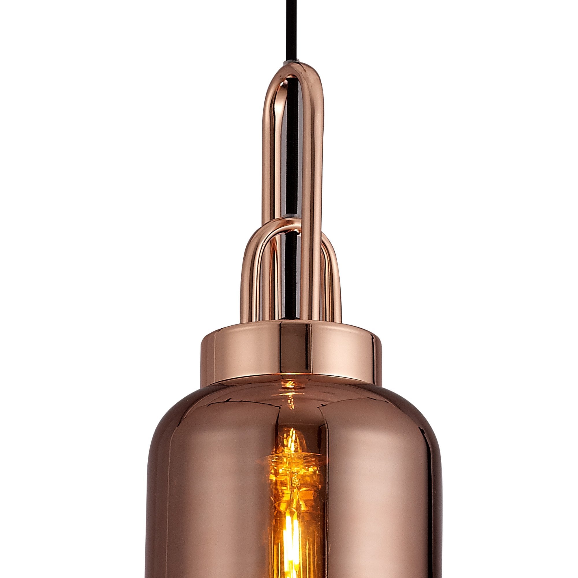 NLK03499 Acme 1 Light Pendant With 30cm Cylinder Glass Copper/Matt Black/Clear