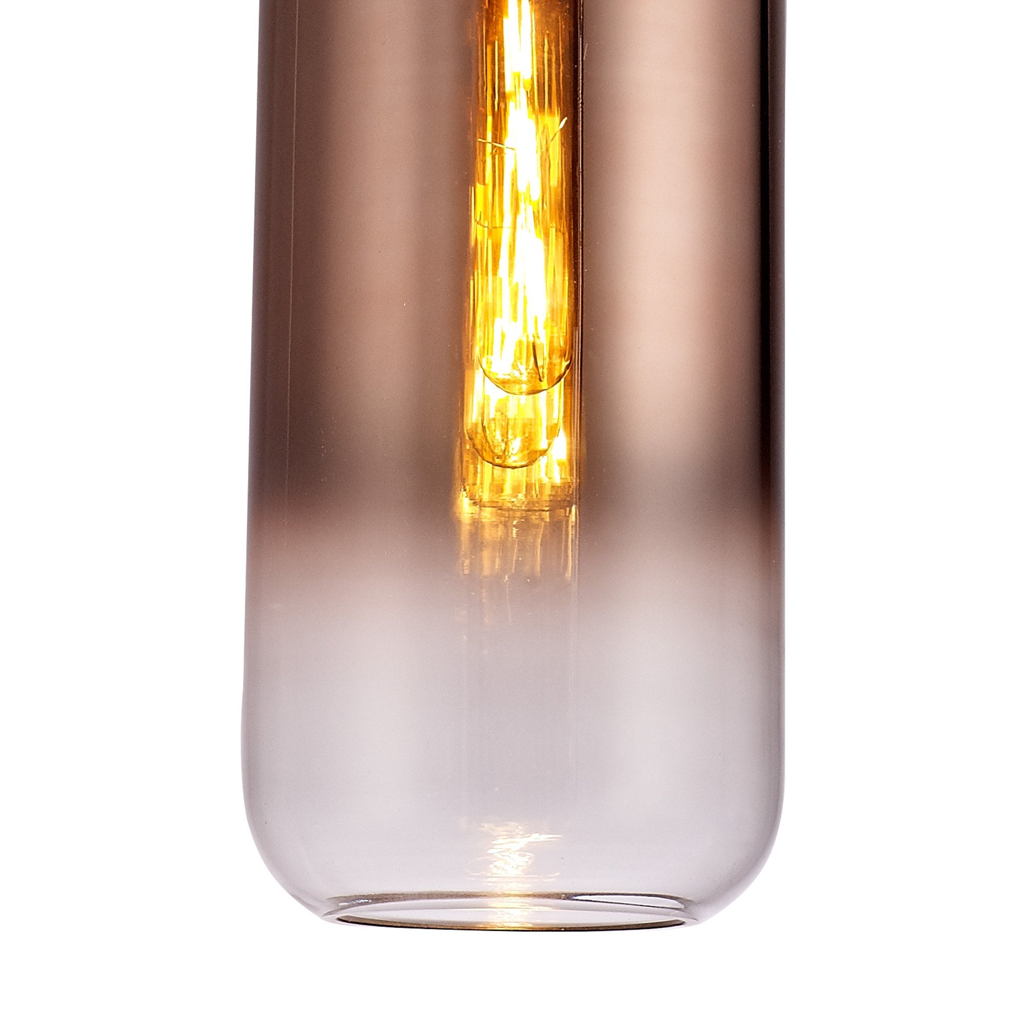 NLK03499 Acme 1 Light Pendant With 30cm Cylinder Glass Copper/Matt Black/Clear