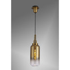 NLK03509 Acme 1 Light Pendant With 30cm Cylinder Glass Brass Gold/Matt Black/Clear