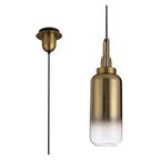 NLK03509 Acme 1 Light Pendant With 30cm Cylinder Glass Brass Gold/Matt Black/Clear