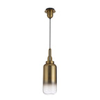 NLK03509 Acme 1 Light Pendant With 30cm Cylinder Glass Brass Gold/Matt Black/Clear