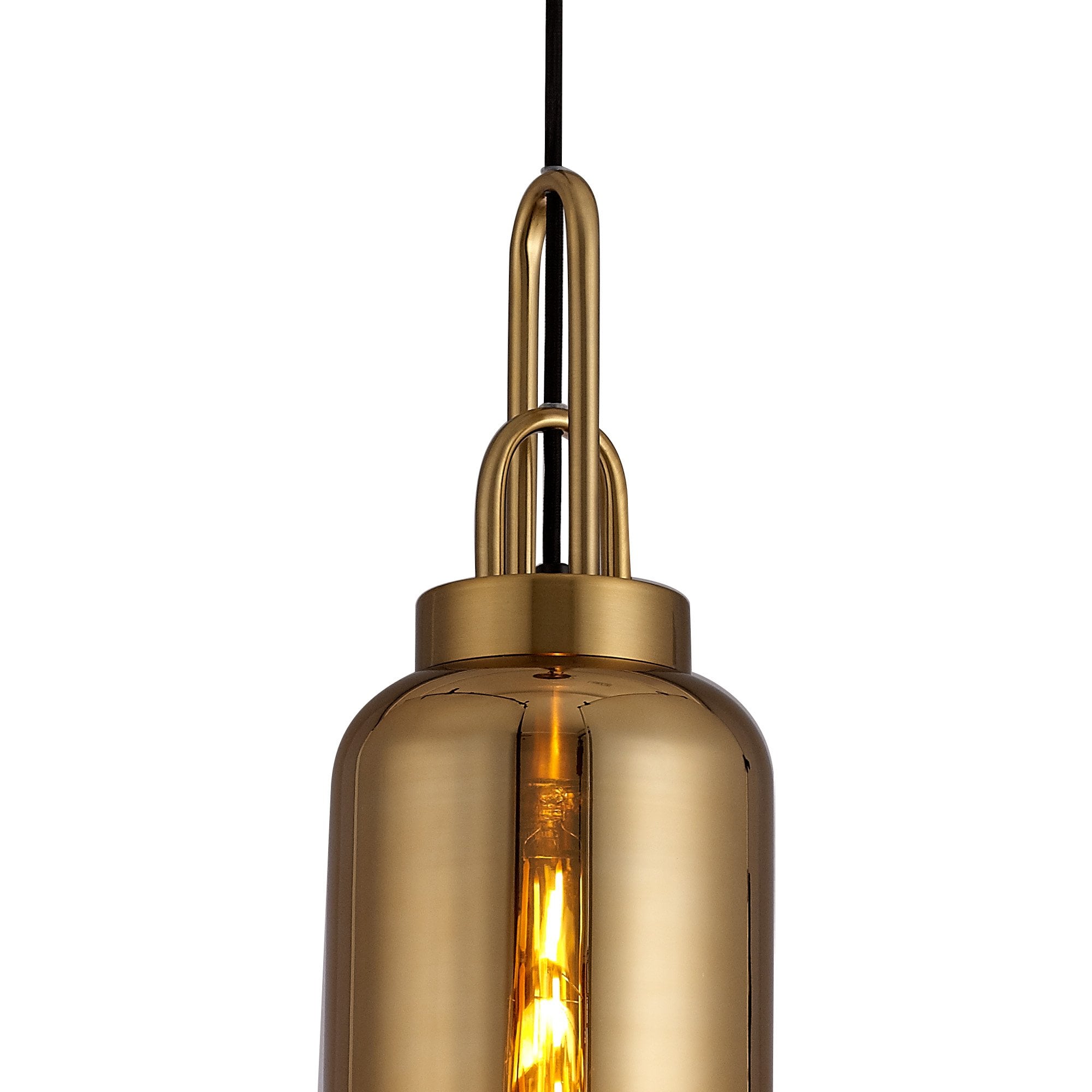 NLK03509 Acme 1 Light Pendant With 30cm Cylinder Glass Brass Gold/Matt Black/Clear