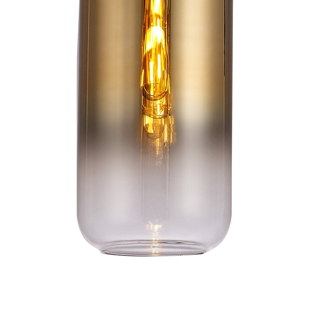 NLK03509 Acme 1 Light Pendant With 30cm Cylinder Glass Brass Gold/Matt Black/Clear