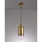 NLK03509 Acme 1 Light Pendant With 30cm Cylinder Glass Brass Gold/Matt Black/Clear