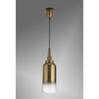 NLK03509 Acme 1 Light Pendant With 30cm Cylinder Glass Brass Gold/Matt Black/Clear