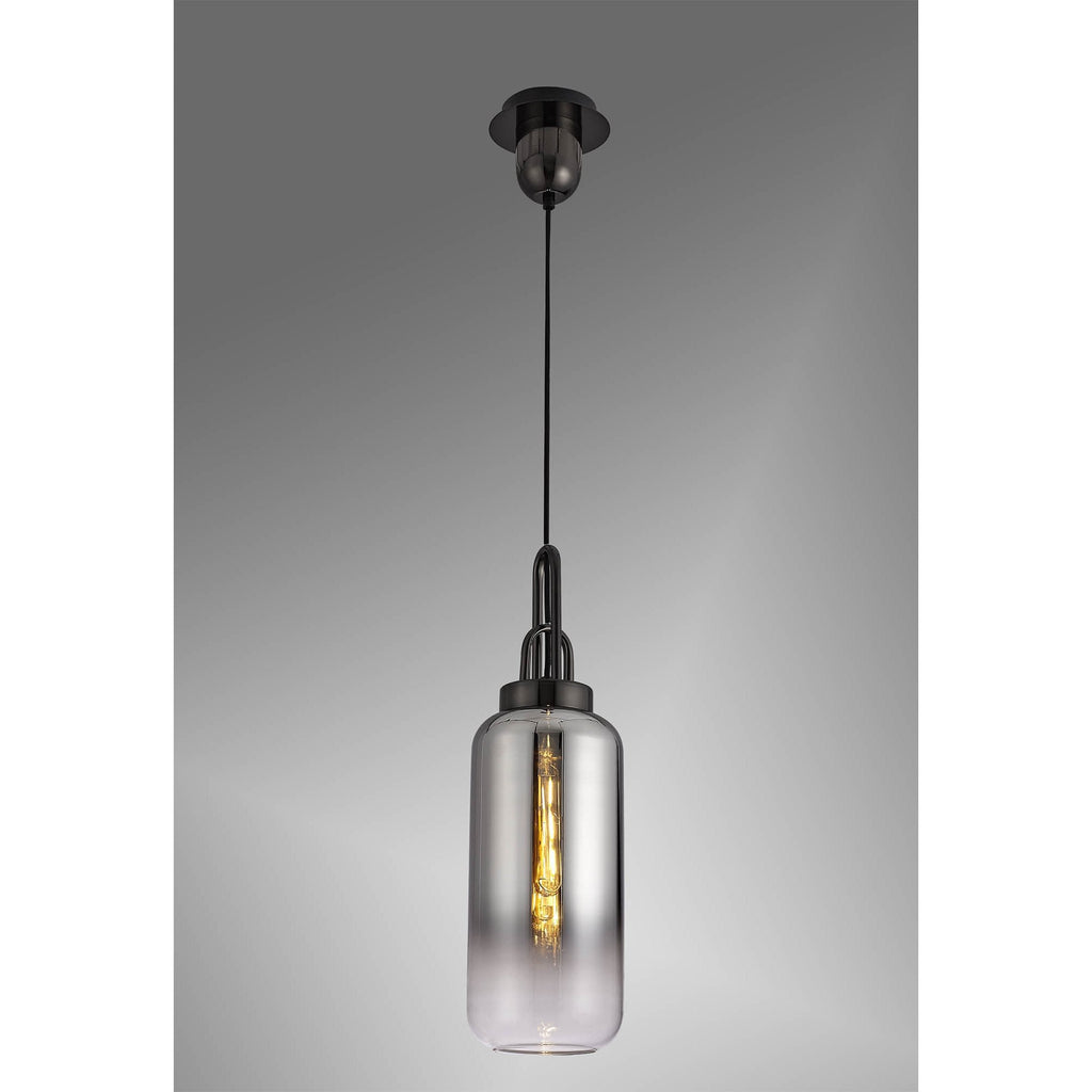 NLK03519 Acme 1 Light Pendant With 30cm Cylinder Glass Black Chrome/Matt Black/Smoked/Clear