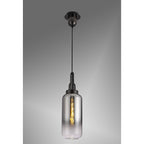 NLK03519 Acme 1 Light Pendant With 30cm Cylinder Glass Black Chrome/Matt Black/Smoked/Clear