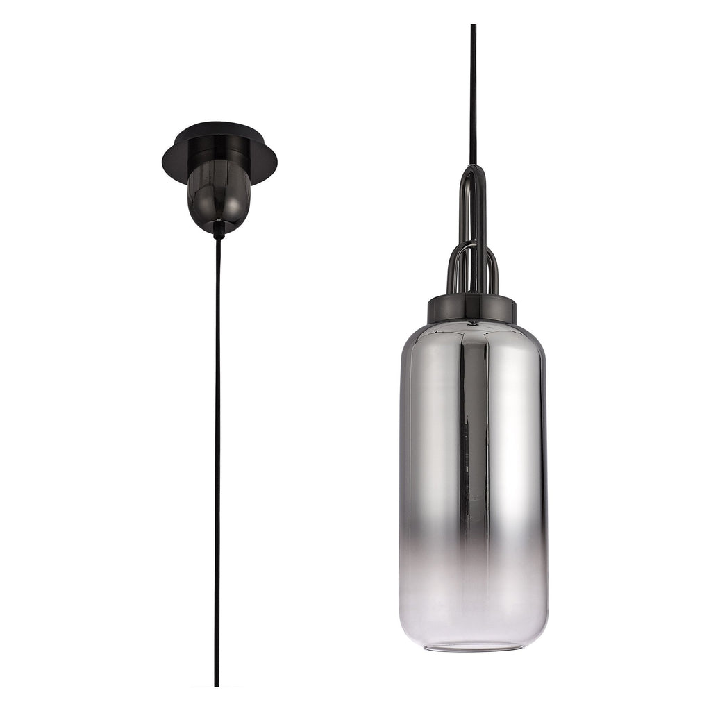 NLK03519 Acme 1 Light Pendant With 30cm Cylinder Glass Black Chrome/Matt Black/Smoked/Clear